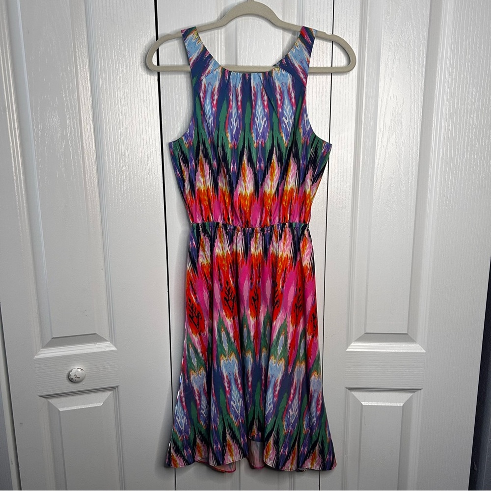 Athleta Ikat Martinique Dress Sleeveless Size‎ XXS Multi-Color Print Tassel Tie